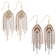 2 Pairs 2 Colors Natural Pearl Beaded & Rhinestone Chains Tassel Earrings(EJEW-AN0004-23)-1