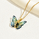 collier pendentif papillon en plastique avec chaînes en acier inoxydable doré(XQ2799-1)-1