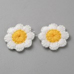 Polyester Ornament Accessories, Sewing Craft Decoration, Flower, White, 20x19x2mm(DIY-WH0622-016H)