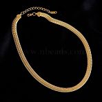 8MM 304 Stainless Steel Flat Snake Chain Necklaces, Golden, 16.93 inch(43cm)(WGEA08E-01)