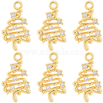 14Pcs Brass Micro Pave Cubic Zirconia Pendants, Tree, Long-Lasting Plated, Nickel Free, Real 18K Gold Plated, 17x9.5~10x2mm, Hole: 1.4mm, 14pcs/set(KK-BBC0022-14)