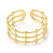 304 Stainless Steel Open Cuff Rings, Bamboo, Golden, US Size 7 1/4(17.5mm)(RJEW-K245-66G)