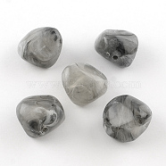 Nuggets Imitation Gemstone Acrylic Beads, Gray, 25x24x17mm, Hole: 3mm, about 84pcs/500g(OACR-R044-05)