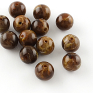 Round Imitation Gemstone Acrylic Beads, Coconut Brown, 6mm, Hole: 1.5mm, about 4100pcs/500g(OACR-R029-6mm-23)