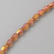 Transparent Electroplate Glass Beads, Faceted Oval with Arrows Pattern, Saddle Brown, 10x6mm, Hole: 1.2mm(EGLA-TAC0005-01A)