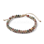 Natural Indian Agate Round Braided Bead Bracelets, Nylon Thread Adjustable Bracelet, Inner Diameter: 2-5/8~4-1/8 inch(6.6~10.6cm)(BJEW-JB09840-01)