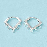Brass Hoop Earring Finding, Twist Rhombus, with Horizontal Loops, Cadmium Free & Lead Free, Long-Lasting Plated, 925 Sterling Silver Plated, 16.5x17x2mm, Hole: 1mm, Pin: 1mm(KK-A172-17S)