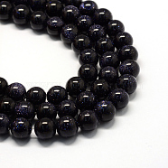 Synthetic Blue Goldstone Bead Strands, Round, Midnight Blue, 7~8x6.5~7mm, Hole: 1mm, about 50pcs/strand, 14.7 inch(X-G-S210-8mm)