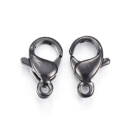 304 Stainless Steel Lobster Claw Clasps, Parrot Trigger Clasps, Electrophoresis Black, 15x9x4.5mm, Hole: 2mm(STAS-H353-F-02B)