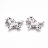 201 Stainless Steel Pendants, Unicorn, Stainless Steel Color, 22x21x3mm, Hole: 2mm(STAS-O118-10P)