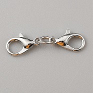 Zinc Alloy Double Lobster Claw Clasps, Platinum, 26x7.5x3mm(FIND-TAC0016-15P)