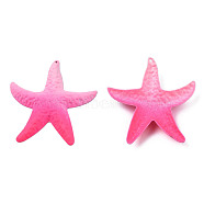 Spray Painted Iron Big Pendants, Starfish, Hot Pink, 50x46.5x6mm, Hole: 1.2mm(IFIN-N008-033-A04)
