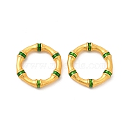 Rack Plating Alloy Enamel Linking Rings, Lead Free & Cadmium Free & Nickel Free, Round Swimming Ring, Matte Gold Color, Green, 17x3mm, Inner Diameter: 13mm(PALLOY-F287-04MG-01)