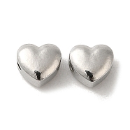 304 Stainless Steel Beads, Horizontal Hole, Heart, Stainless Steel Color, 5.5x6.5x4mm, Hole: 1.5mm(STAS-I203-37P)
