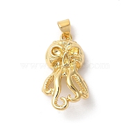 Rack Plating Octopus Brass Pendants, Long-Lasting Plated, Cadmium Free & Lead Free, Real 18K Gold Plated, 25.5x14x6mm, Hole: 5x4mm(KK-Z056-03G)