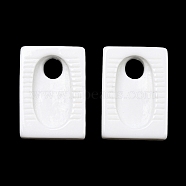 Opaque Resin Cabochons, Rectangle Squatting Toilet, White, 25.8x18.4x6mm(RESI-A024-01)