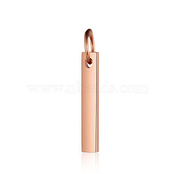 201 Stainless Steel Pendants, Rectangle, Stamping Blank Tag, Rose Gold, 15x3x1.5mm, Hole: 3mm(STAS-S105-T606D-3-15)