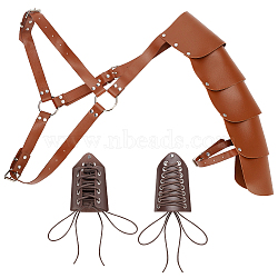 Medieval Style Adjustable PU Leather with Iron Fencing Sheath and Gauntlet Wristband, Brown(AJEW-OC0005-08)