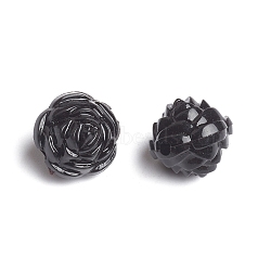 Opaque Acrylic Beads, Flower, Black, Size: about 13mm long, 13mm wide, 13mm thick, Hole: 2mm, about 520pcs/500g(MACR-S128-12)