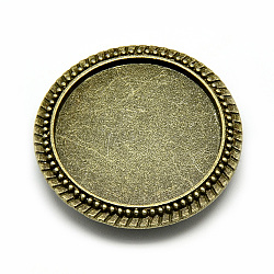 Tibetan Style Alloy Brooch Findings, Brooch Base Settings, Cadmium Free & Nickel Free & Lead Free, Flat Round, Antique Bronze, 32mm, Pin: 0.8mm, Tray: 25mm(S-TIBE-Q081-25mm-01AB)