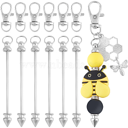20Pcs Alloy Beadable Bar Keychain for DIY Crafts Jewelry Making, with Lobster Claw Clasps, Platinum, 120mm(KEYC-SC0001-14)