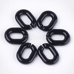 Acrylic Linking Rings, Quick Link Connectors, For Jewelry Chains Making, Oval, Black, 19x14x4.5mm, Hole: 11x5.5mm(X-OACR-S029-54B-04)