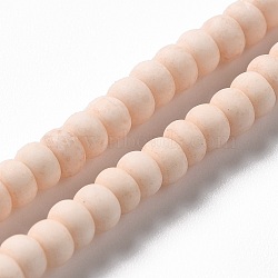 Handmade Frosted Porcelain Beads, Flat Round, Light Salmon, 4x3mm, Hole: 0.8mm, about 134pcs/strand, 15.55 inch(39.5cm)(PORC-E017-01D)