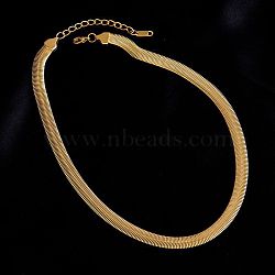 8MM 304 Stainless Steel Flat Snake Chain Necklaces, Golden, 16.93 inch(43cm)(WGEA08E-01)
