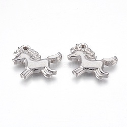 201 Stainless Steel Pendants, Unicorn, Stainless Steel Color, 22x21x3mm, Hole: 2mm(STAS-O118-10P)