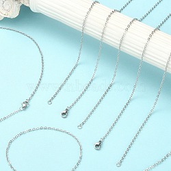 10Pcs 304 Stainless Steel Cable Chain Necklaces Set for Men Women, Stainless Steel Color, 17.72 inch(45cm)(MAK-YW0002-01P)