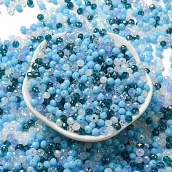 Glass Beads, Faceted, Rondelle, Light Sky Blue, 4x3mm, Hole: 0.4mm, about 820pcs/60g(EGLA-A034-SM4mm-12)