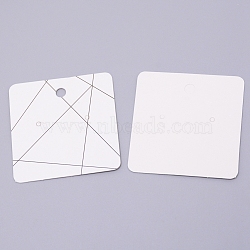 Paper Display Cards, Earring Display Cards, Square, White, 50.5x50.5x0.5mm, Hole: 2mm and 4.5mm(CDIS-TAC0004-02A)