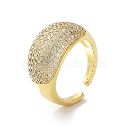 Brass with Cubic Zirconia Open Cuff Rings for Women, Real 18K Gold Plated, 7.5~17.5mm, Inner Diameter: 22.5mm(RJEW-A035-21G)