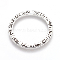 Antique Silver Tibetan Style Linking Rings, Lead Free, Ring with Word Hope Dream, 35x2mm(X-TIBEB-544-AS-LF)