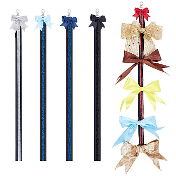 5Pcs Polycotton Pendant Decorations, Bowknot, with Alloy Swivel Clasps & Plastic Hook Hanger, Mixed Color, 650mm