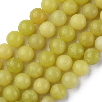 Natural Lemon Jade Beads Strands, Round, 10mm, Hole: 1mm, about 36~38pcs/strand, 14.88~14.96 inch(37.8~38cm)