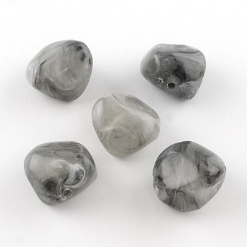 Nuggets Imitation Gemstone Acrylic Beads, Gray, 25x24x17mm, Hole: 3mm, about 84pcs/500g