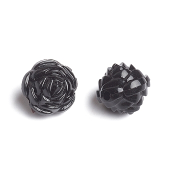 Opaque Acrylic Beads, Flower, Black, Size: about 13mm long, 13mm wide, 13mm thick, Hole: 2mm, about 520pcs/500g