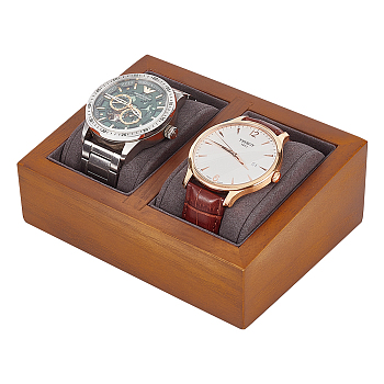 Rectangle Wood Double Bracelets Watches Display Stands, with Pillows, Photo Props, Goldenrod, 13.3x9.6x4.8cm