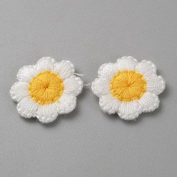 Polyester Ornament Accessories, Sewing Craft Decoration, Flower, White, 20x19x2mm