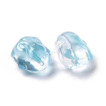 Transparent Czech Glass Beads, Rabbit, Light Sky Blue, 17.5x15x11.5mm, Hole: 1.4mm