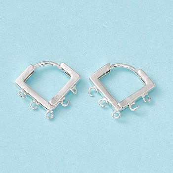 Brass Hoop Earring Finding, Twist Rhombus, with Horizontal Loops, Cadmium Free & Lead Free, Long-Lasting Plated, 925 Sterling Silver Plated, 16.5x17x2mm, Hole: 1mm, Pin: 1mm