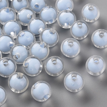 Transparent Acrylic Beads, Bead in Bead, Round, Cornflower Blue, 9.5x9mm, Hole: 2mm, about 960pcs/500g