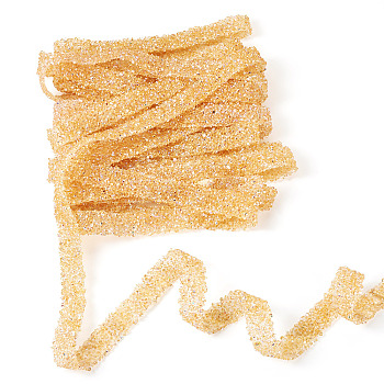 5M Glitter Resin Hotfix Rhinestone, Hot Melt Adhesive on the Back, Rhinestone Trimming, Light Topaz, 14x2mm