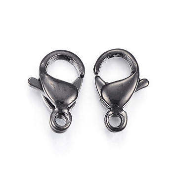 304 Stainless Steel Lobster Claw Clasps, Parrot Trigger Clasps, Electrophoresis Black, 15x9x4.5mm, Hole: 2mm