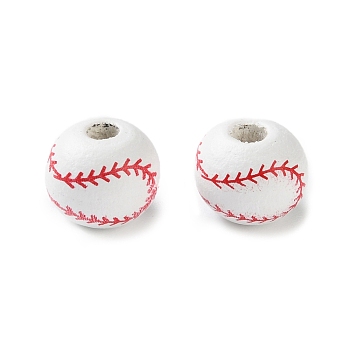 Spray Painted Wooden Beads, Round, White, Tennis, 8x7mm, Hole: 2mm