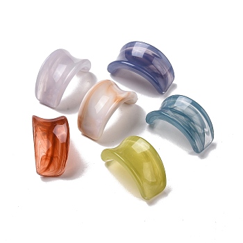 Imitation Lampwork Style Acrylic Beads, No Hole, Arch  Shape, Mixed Color, 40.5x21x21mm, about 84pcs/500g