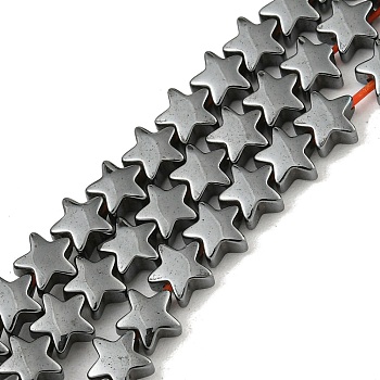 Non-magnetic Synthetic Hematite Beads Strands, Star, 4x4.5x2.5mm, Hole: 0.5mm, about 117pcs/strand, 15.75''(40cm)