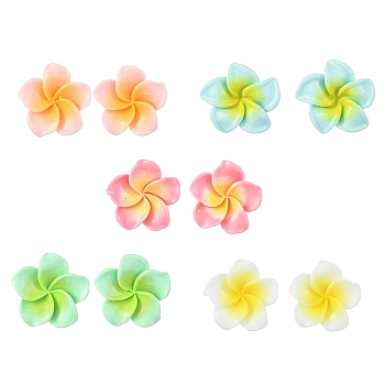 Resin Stud Earrings for Women, Flower, Mixed Color, 17x22mm