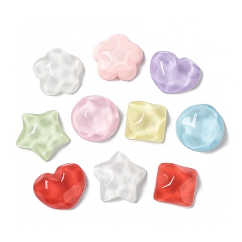 Translucent Resin Cabochons, Water Ripple Cabochons, Star & Heart & Square, Mixed Shapes, Mixed Color, 15.5~21x16~21x6.5~7.5mm